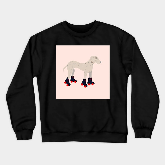 Cute Roller skating dog Crewneck Sweatshirt by troman479